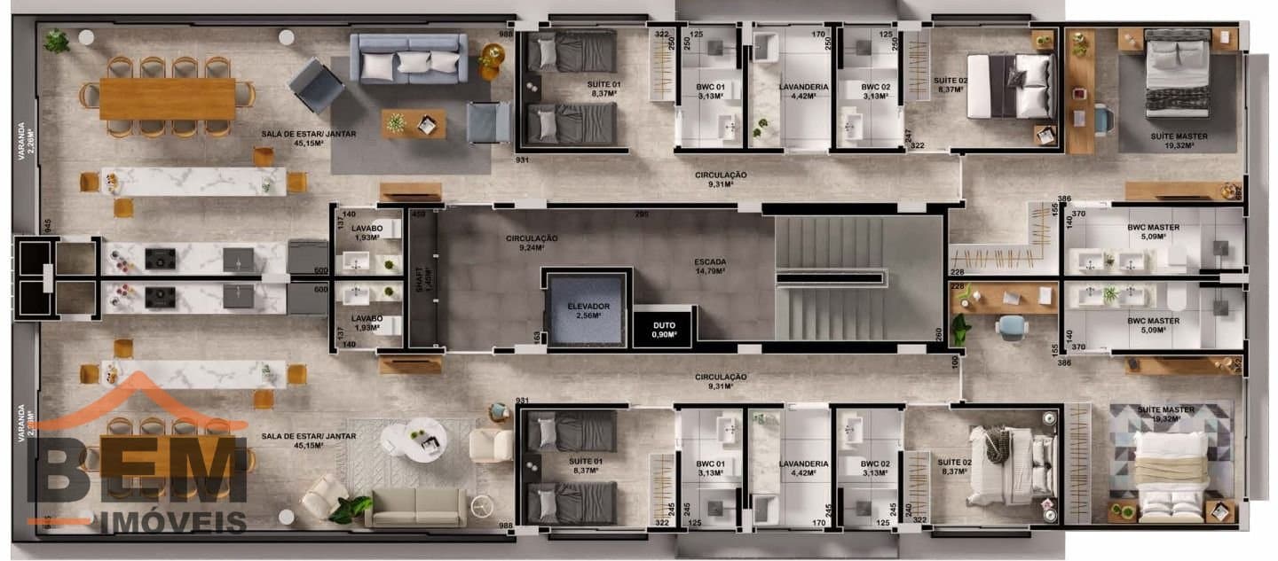 Apartamento para Venda com 3 quartos e 149m² no bairro Praia Grande, em Penha