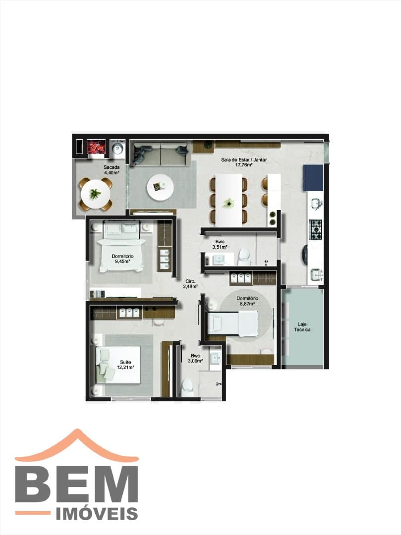 Apartamento para Venda com 3 quartos e 82m² no bairro Centro, em Camboriú