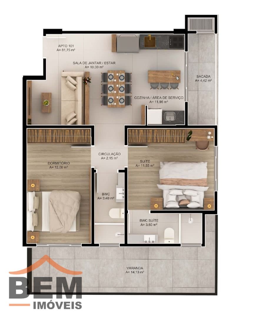 Apartamento para Venda com 2 quartos e 95m² no bairro Areias, em Camboriú
