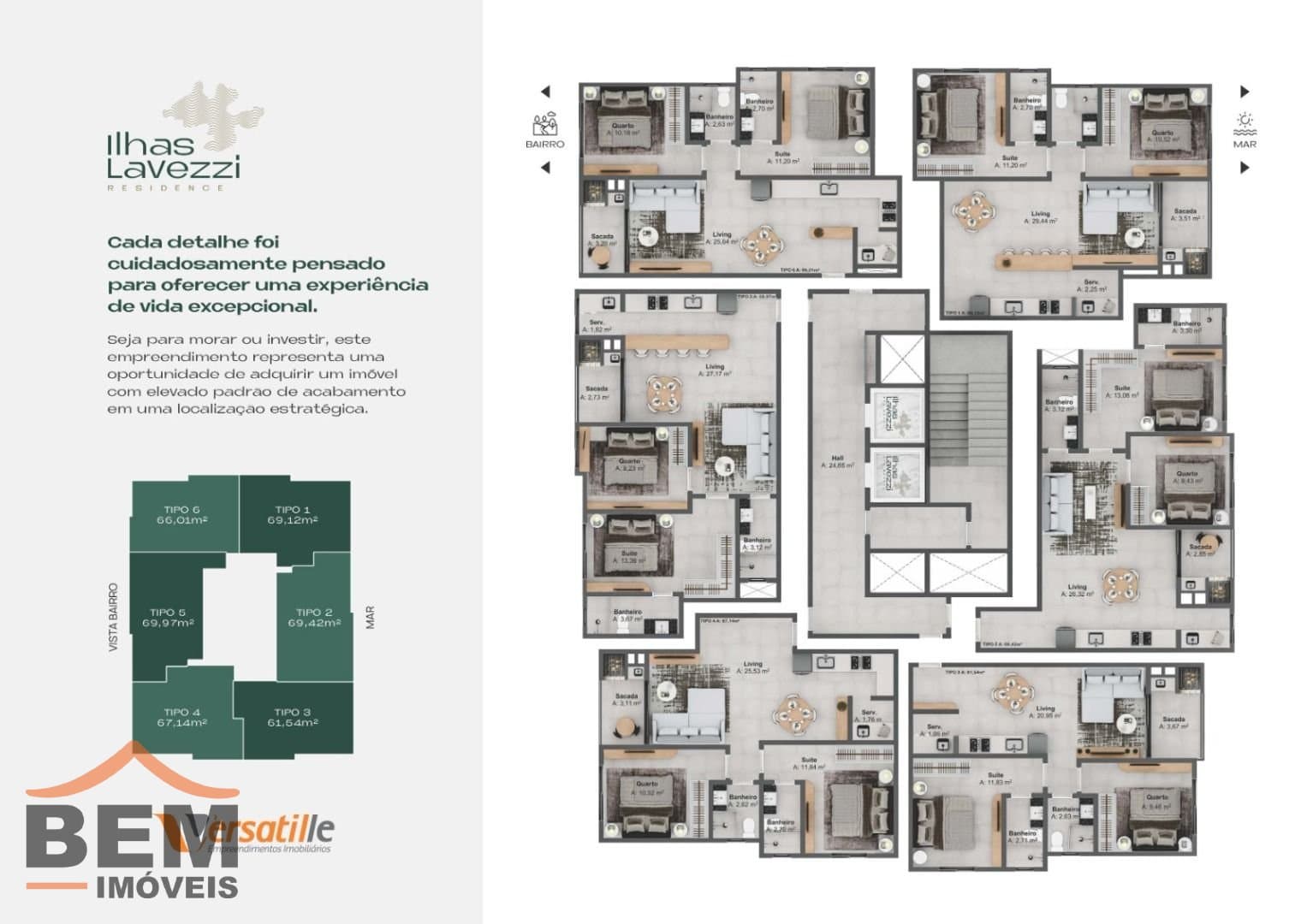 Apartamento para Venda com 2 quartos e 69m² no bairro Morretes, em Itapema