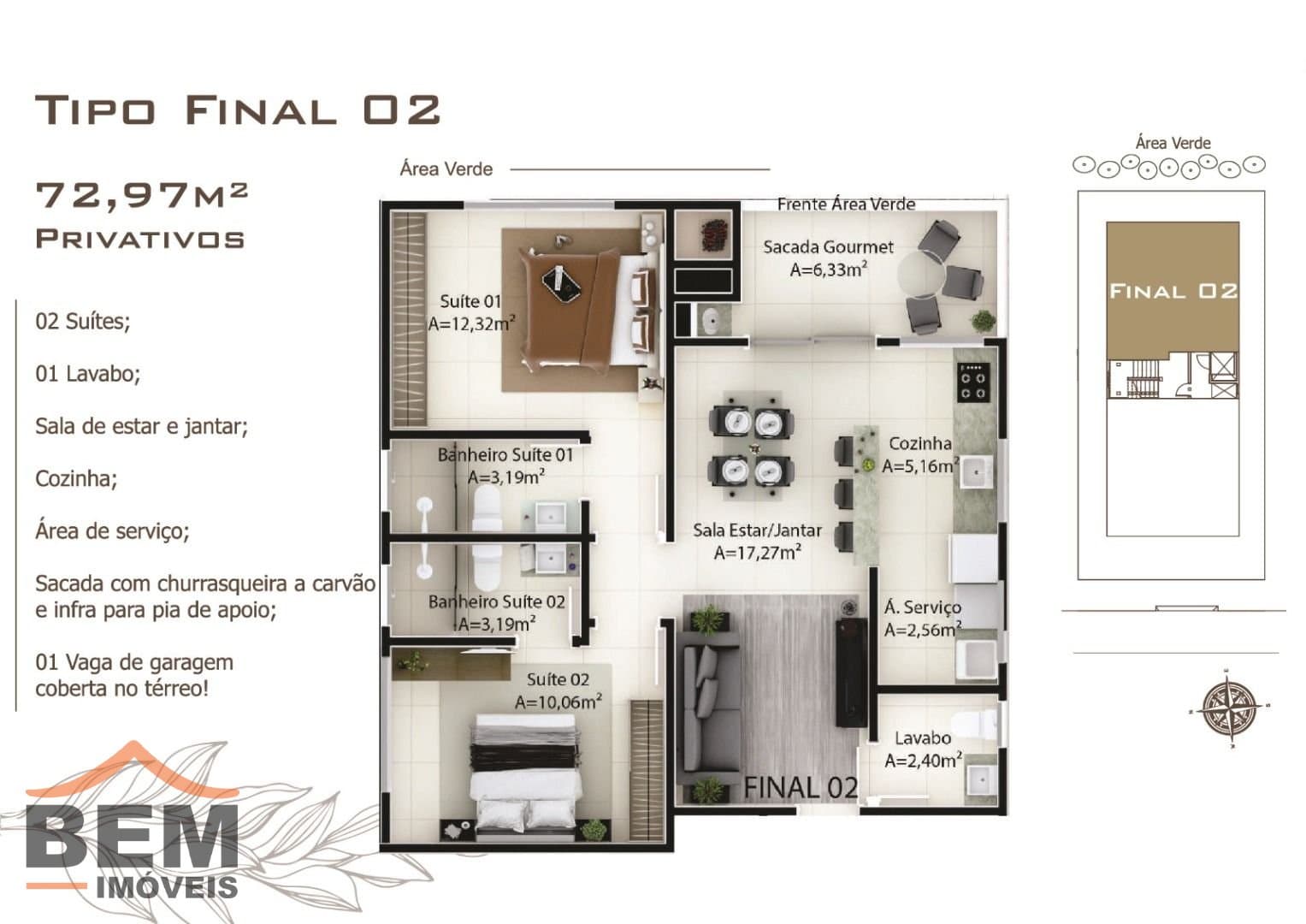 Apartamento para Venda com 2 quartos e 72m² no bairro Sao Francisco, em Camboriú