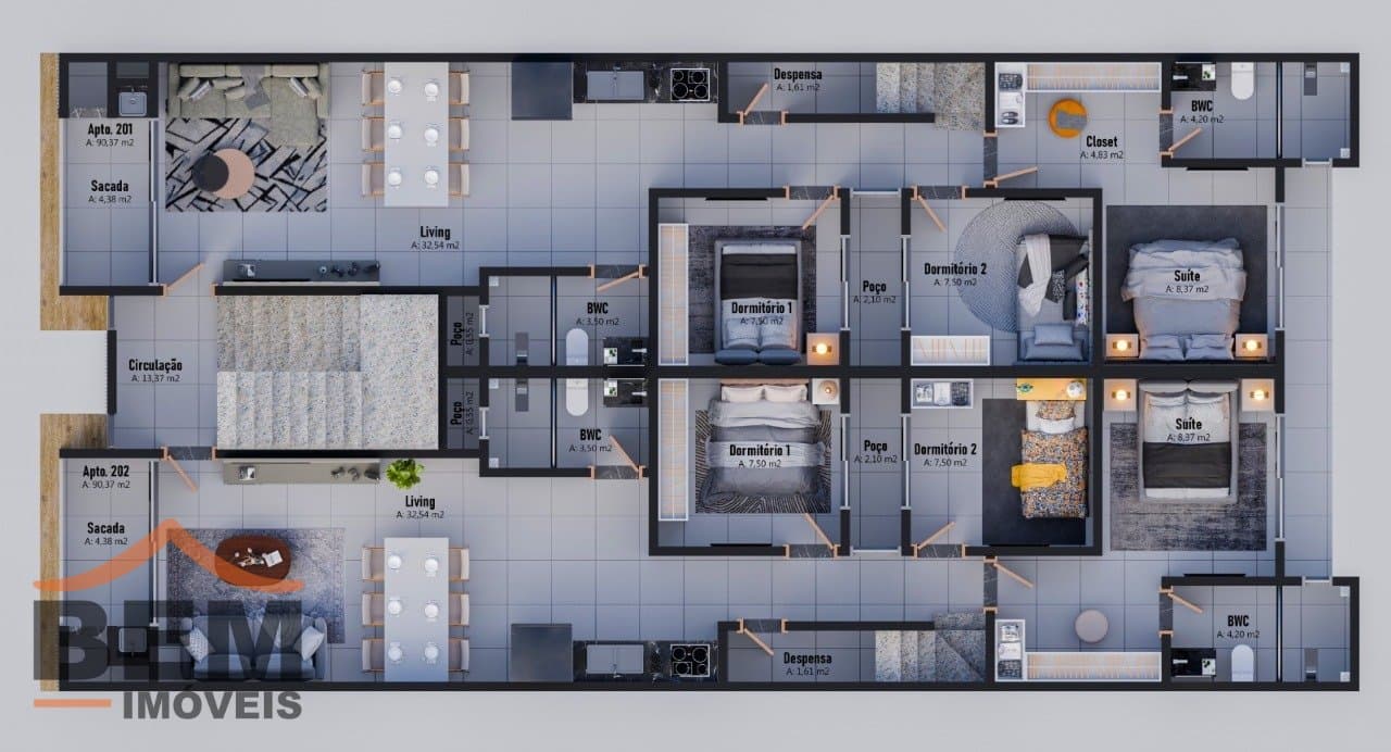 Apartamento Duplex para Venda com 3 quartos e 90m² no bairro São João, em Itajaí