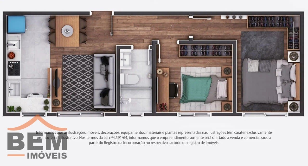 Apartamento para Venda com 2 quartos e 47m² no bairro Cordeiros, em Itajaí
