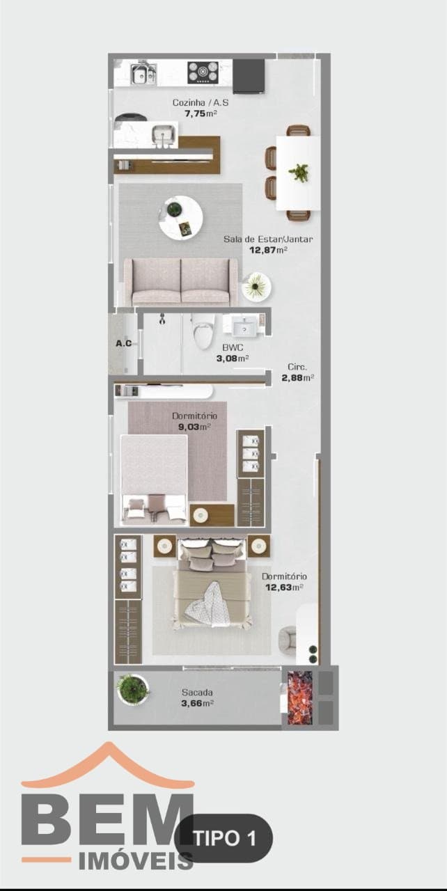 Apartamento para Venda com 2 quartos e 79m² no bairro Areias, em Camboriú