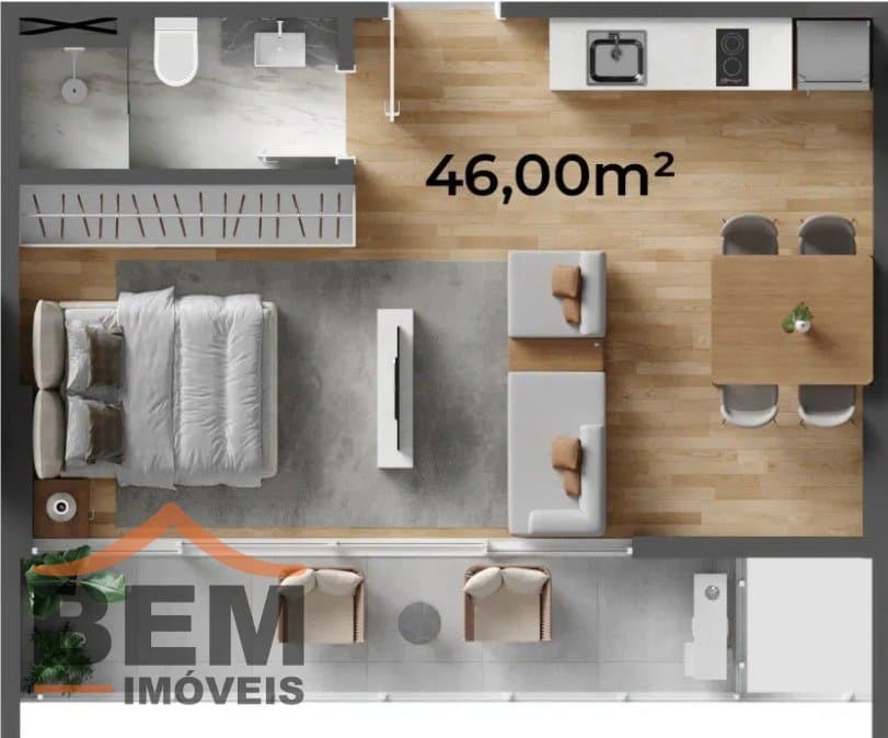 Apartamento para Venda com 1 quarto e 46m² no bairro Centro, em Itajaí