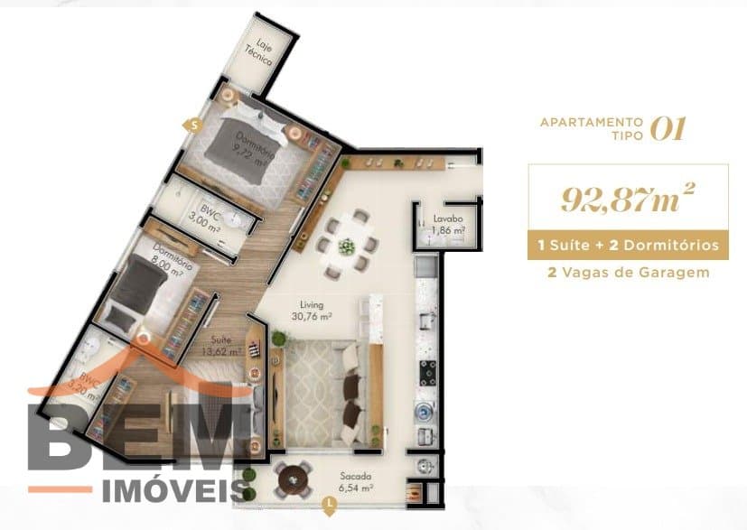 Apartamento para Venda com 3 quartos e 92m² no bairro Fazenda, em Itajai