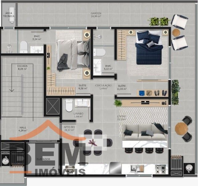 Apartamento para Venda com 2 quartos e 90m² no bairro Meia Praia, em Navegantes